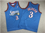 Philadelphia 76ers #3 Allen Iverson Youth 1999-00 Light Blue Hardwood Classics Jersey