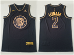 Los Angeles Clippers #2 Kawhi Leonard Black Gold Swingman Jersey