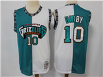 Vancouver Grizzlies #10 Mike Bibby Teal White Split Hardwood Classic Jersey