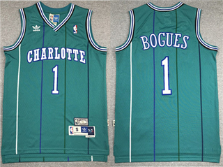 Charlotte Hornets #1 Muggsy Bogues Teal Hardwood Classic Jersey