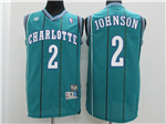 Charlotte Hornets #2 Larry Johnson Teal Hardwood Classic Jersey