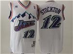 Utah Jazz #12 John Stockton White Hardwood Classic Jersey