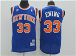 New York Knicks #33 Patrick Ewing Blue Hardwood Classics Jersey