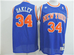 New York Knicks #34 Charles Oakley Blue Hardwood Classics Jersey