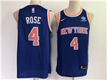 New York Knicks #4 Derrick Rose Blue Swingman Jersey