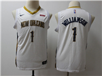 New Orleans Pelicans #1 Zion Williamson Youth White Swingman Jersey