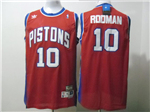 Detroit Pistons #10 Dennis Rodman Red Hardwood Classics Jersey