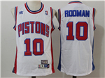 Detroit Pistons #10 Dennis Rodman White Hardwood Classics Jersey