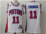 Detroit Pistons #11 Isiah Thomas White Hardwood Classics Jersey