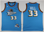 Detroit Pistons #33 Grant Hill Light Blue Hardwood Classics Jersey