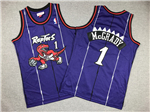 Toronto Raptors #1 Tracy McGrady Youth 1998-99 Purple Hardwood Classics Jersey