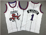 Toronto Raptors #1 Tracy McGrady Youth 1998-99 White Hardwood Classics Jersey