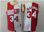 Houston Rockets #34 Hakeem Olajuwon 1993-94 Red White Split Hardwood Classic Jersey