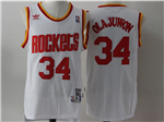 Houston Rockets #34 Hakeem Olajuwon White Hardwood Classic Jersey