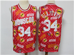 Houston Rockets #34 Hakeem Olajuwon Red Tear Up Pack Hardwood Classics Jersey