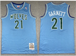 Minnesota Timberwolves #21 Kevin Garnett Light Blue Hardwood Classics Jersey