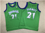 Minnesota Timberwolves #21 Kevin Garnett Youth 1997-98 Green Hardwood Classics Jersey