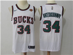 Milwaukee Bucks #34 Giannis Antetokounmpo White Throwback Jersey