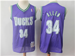 Milwaukee Bucks #34 Ray Allen Purple Hardwood Classics Jersey