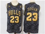 Chicago Bulls #23 Michael Jordan Black Gold Toile Hardwood Classics Jersey