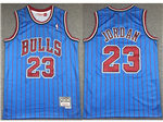 Chicago Bulls #23 Michael Jordan Blue Pinstripe Hardwood Classics Jersey
