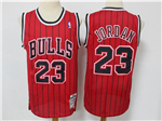 Chicago Bulls #23 Michael Jordan Red Pinstripe Hardwood Classic Jersey