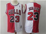 Chicago Bulls #23 Michael Jordan 1997-98 Red White Split Hardwood Classics Jersey