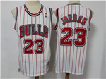 Chicago Bulls #23 Michael Jordan White Pinstripe Hardwood Classic Jersey