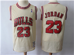 Chicago Bulls #23 Michael Jordan Cream Hardwood Classics Jersey
