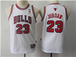 Chicago Bulls #23 Michael Jordan Youth Throwback White Jersey