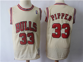 Chicago Bulls #33 Scottie Pippen Cream Hardwood Classics Jersey