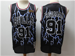 Chicago Bulls #91 Dennis Rodman Black Lighting Hardwood Classics Jersey
