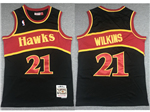 Atlanta Hawks #21 Dominique Wilkins 1986-87 Black Hardwood Classics Jersey