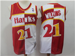 Atlanta Hawks #21 Dominique Wilkins 1987-88 Red White Split Hardwood Classics Jersey