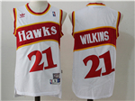 Atlanta Hawks #21 Dominique Wilkins White Hardwood Classics Jersey