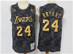 Los Angeles Lakers #24 Kobe Bryant Black Gold Toile Hardwood Classics Jersey
