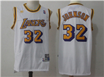 Los Angeles Lakers #32 Magic Johnson White Hardwood Classic Jersey