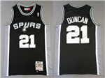 San Antonio Spurs #21 Tim Duncan Black Hardwood Classics Jersey