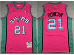 San Antonio Spurs #21 Tim Duncan 1998-99 Pink Reload Hardwood Classics Jersey