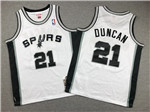 San Antonio Spurs #21 Tim Duncan Youth 1998-99 White Hardwood Classics Jersey