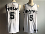San Antonio Spurs #5 Dejounte Murray White Swingman Jersey