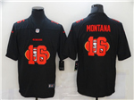 San Francisco 49ers #16 Joe Montana Black Shadow Logo Limited Jersey