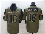 San Francisco 49ers #16 Joe Montana 2021 Olive Salute To Service Limited Jersey