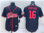 San Francisco 49ers #16 Joe Montana Black Baseball Cool Base Jersey