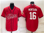 San Francisco 49ers #16 Joe Montana Red Baseball Cool Base Jersey