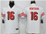 San Francisco 49ers #16 Joe Montana Women's White Color Rush Limited Jersey