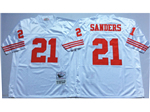 San Francisco 49ers #21 Deion Sanders Throwback White Jersey