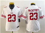 San Francisco 49ers #23 Christian McCaffrey Youth 2022 White Vapor Limited Jersey