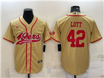San Francisco 49ers #42 Ronnie Lott Gold Baseball Cool Base Jersey