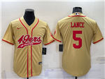 San Francisco 49ers #5 Trey Lance Gold Baseball Cool Base Jersey